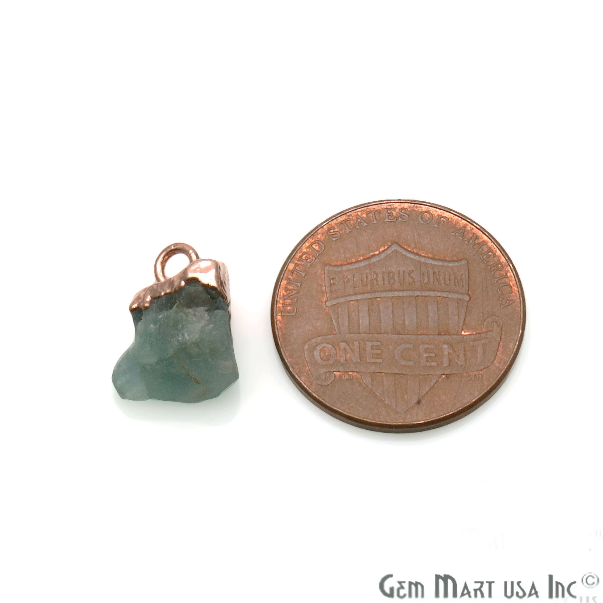 Rough Fluorite Organic 13x8mm Rose Gold Electroplated Pendant Connector - GemMartUSA