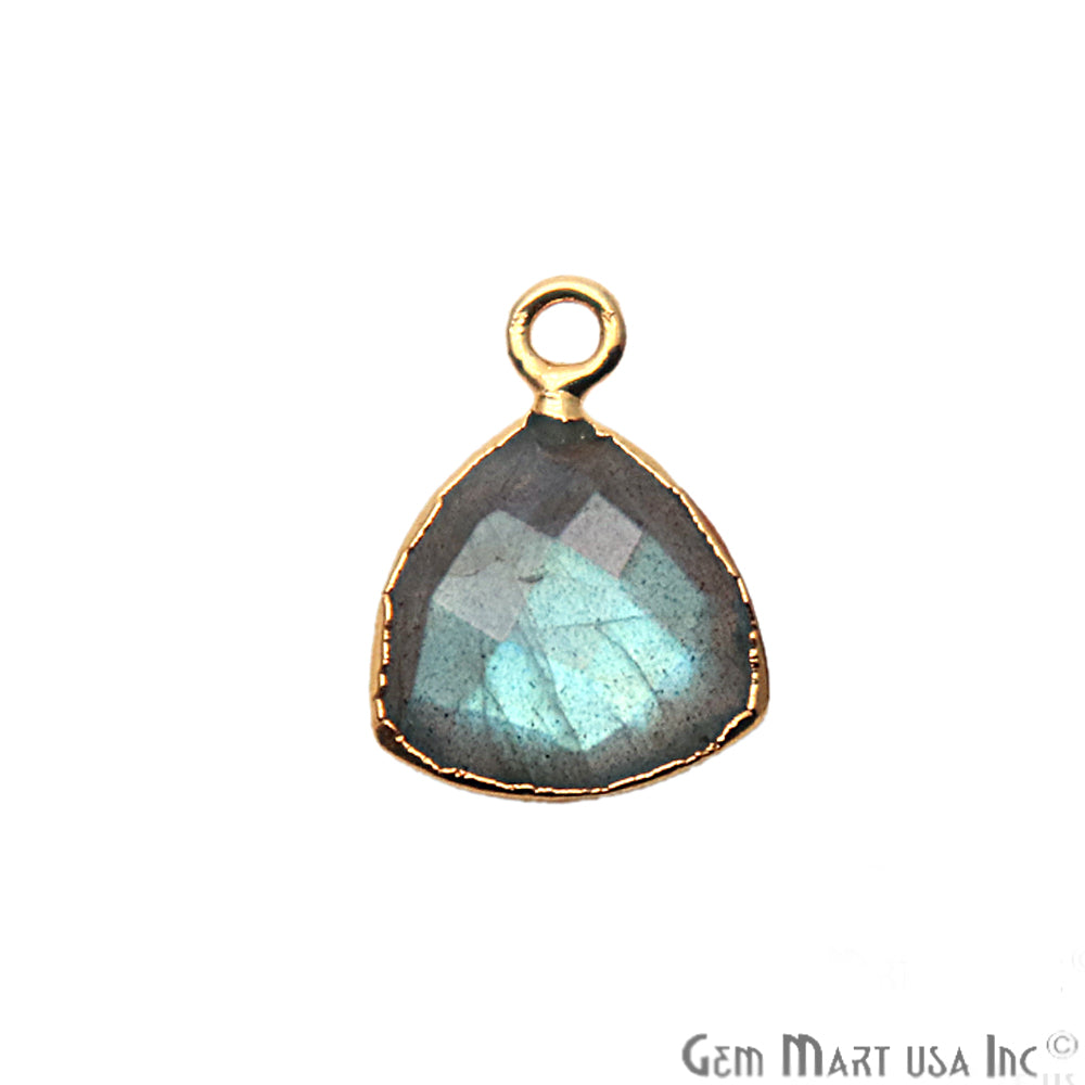 Labradorite 12mm Trillion Gold Electroplated Single Bail Gemstone Connector - GemMartUSA