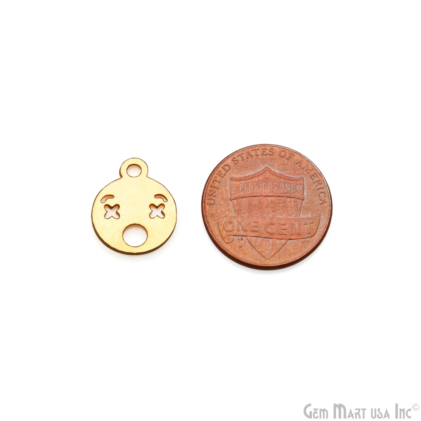 Emoji Shape Laser Finding Gold Plated 14.8x12mm Charm For Bracelets & Pendants