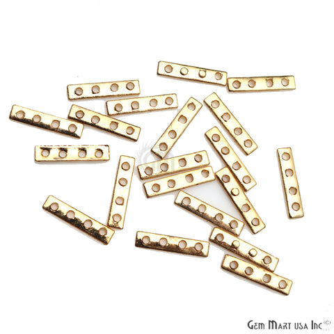5pc Lot Gold Spacers Bar, 4 Hole Bar, Gold Plated Multi Strand Connector - GemMartUSA