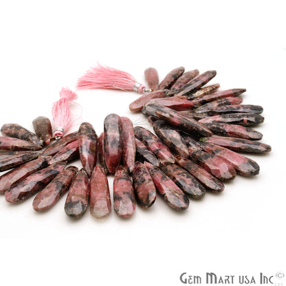 Rhodonite Pears 38x10mm Crafting Beads Gemstone Briolette Strands 8 Inch - GemMartUSA