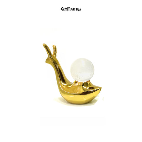Aluminum Snail With Crystal Ball Figurine Showpiece