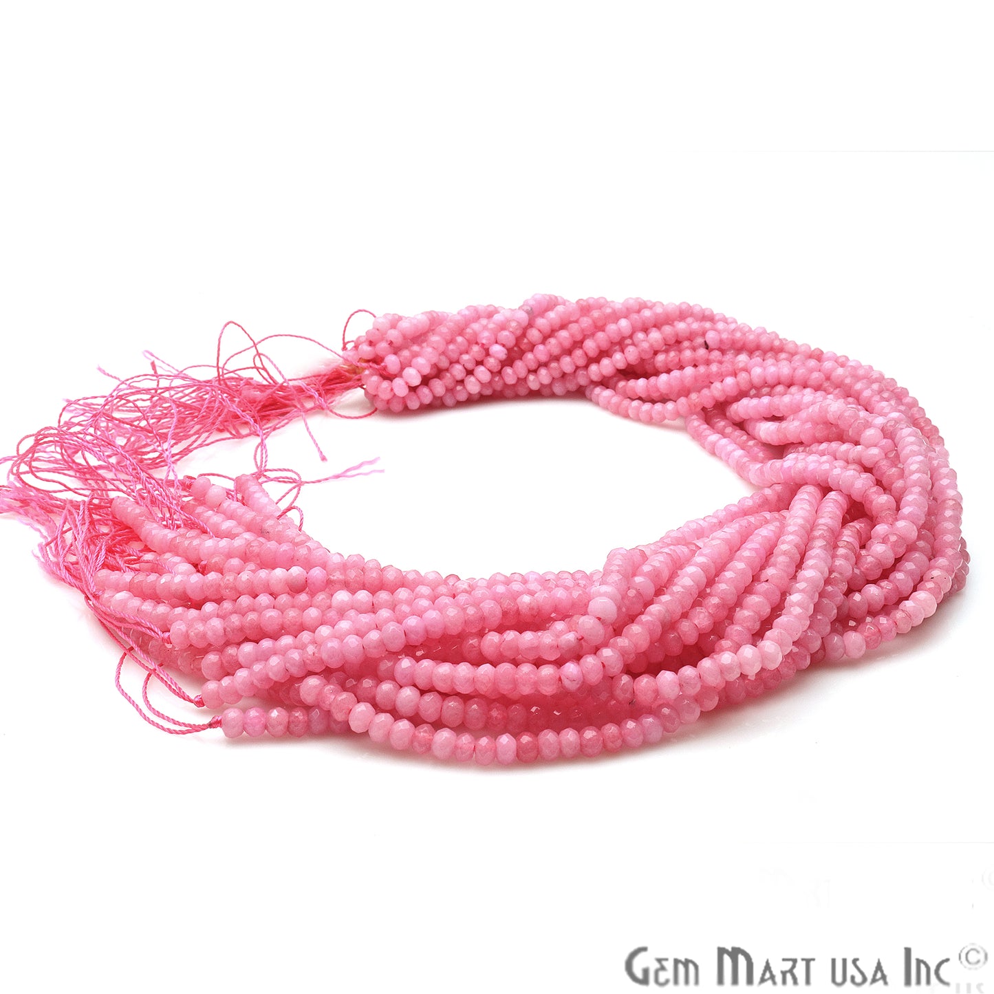 Baby Pink Jade 3-4mm Faceted Rondelle Beads Strands 14Inch - GemMartUSA