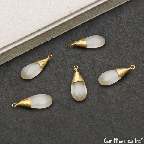 Pears 25x10mm Gold Wire Wrapped Single Bail Drop Gemstone Connector