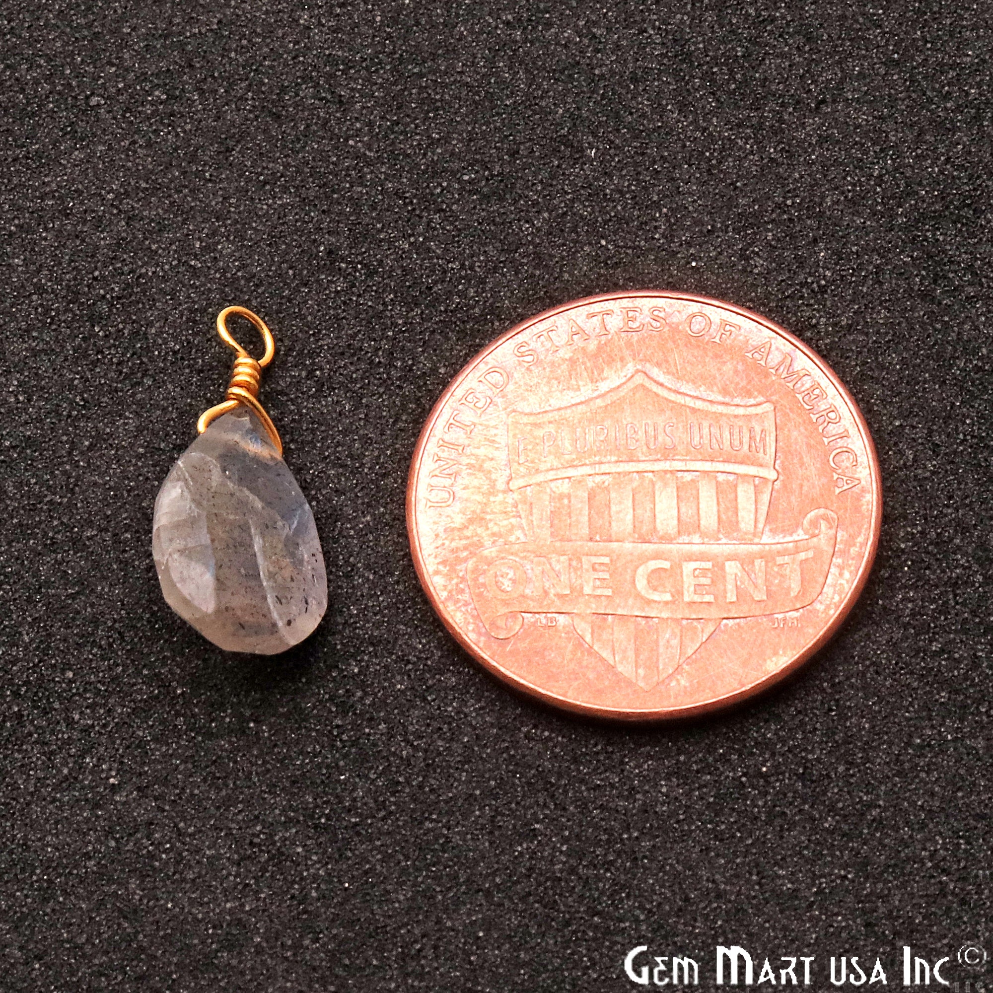 Labradorite 8x12mm Pears Single Bail Gold Wire Wrapped Gemstone Connector - GemMartUSA