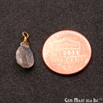 Labradorite 8x12mm Pears Single Bail Gold Wire Wrapped Gemstone Connector - GemMartUSA