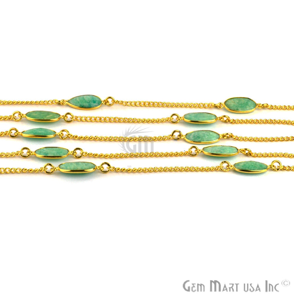 Chrysoprase 10mm Gold Plated Bezel Link Connector Chain - GemMartUSA (764053192751)