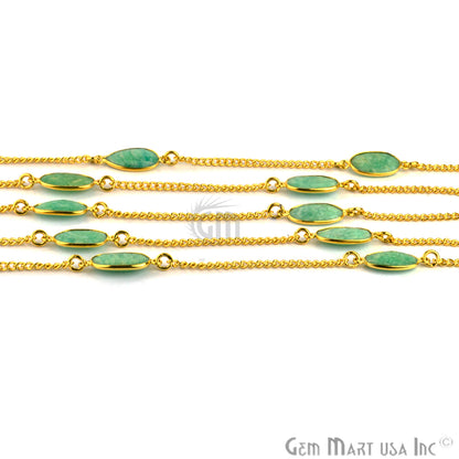 Chrysoprase 10mm Gold Plated Bezel Link Connector Chain - GemMartUSA (764053192751)