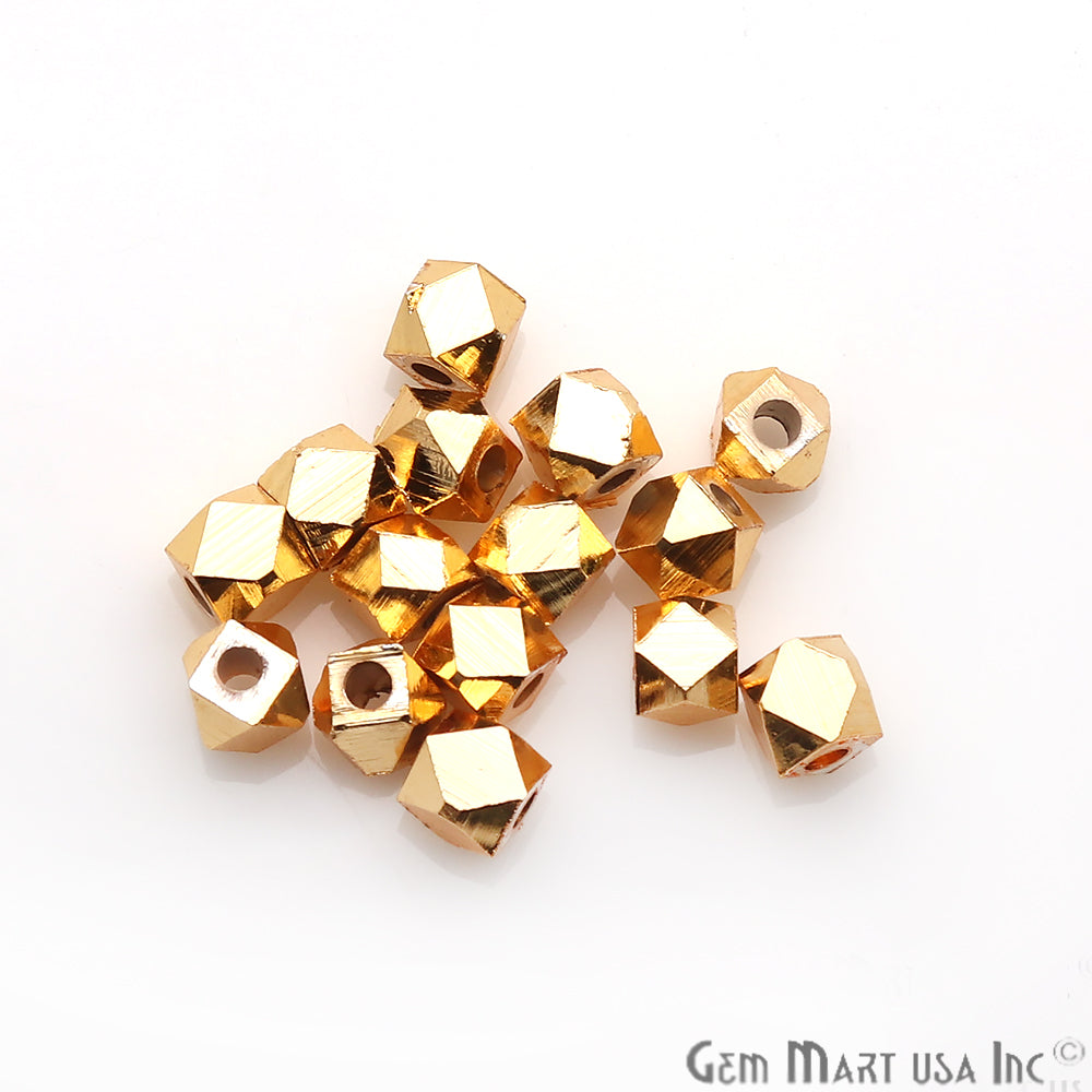 5pc Lot Hexagon Cube Gold Finding, Tiny Cube Findings, Bracelets Charm - GemMartUSA