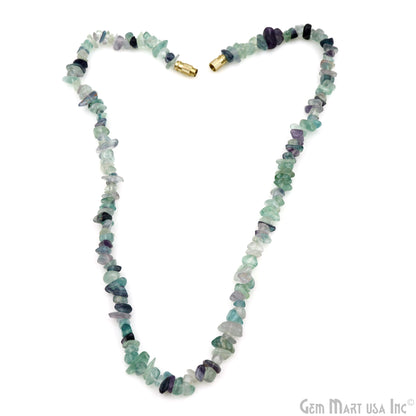 Uncut Gemstone Chip Beads Necklace 17 Inch