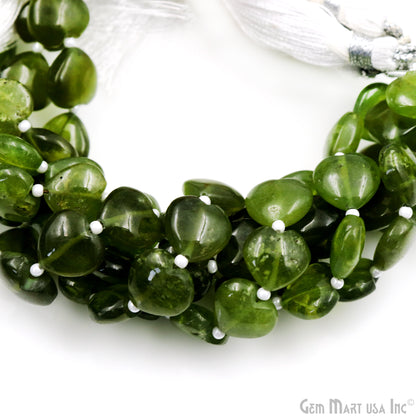 Peridot Heart Beads, 7 Inch Gemstone Strands, Drilled Strung Briolette Beads, Heart Shape, 10mm