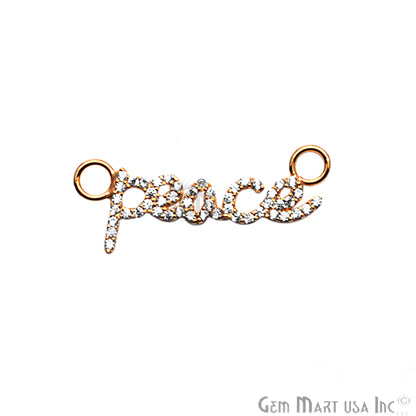 Cubic Zircon Pave 'Peace' Letter Gold Vermeil Charm For Bracelet & Pendants - GemMartUSA