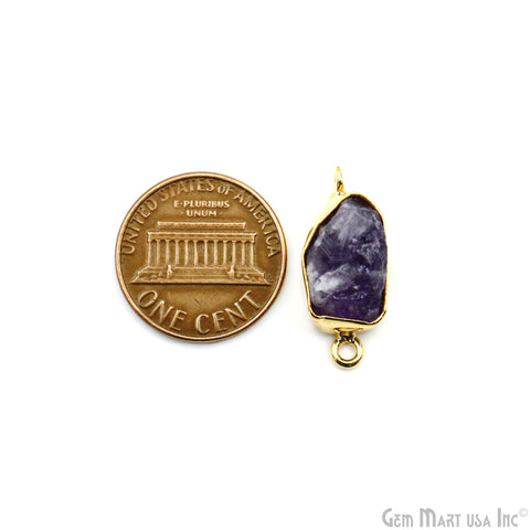 Rough Gemstone 22x15mm Double Bail Gold Plated Bezel Connector