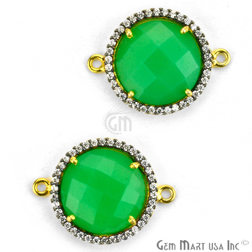 Cubic Zircon Pave 16mm Round Double Bail Gemstone Connector (Pick Your Gemstone) - GemMartUSA