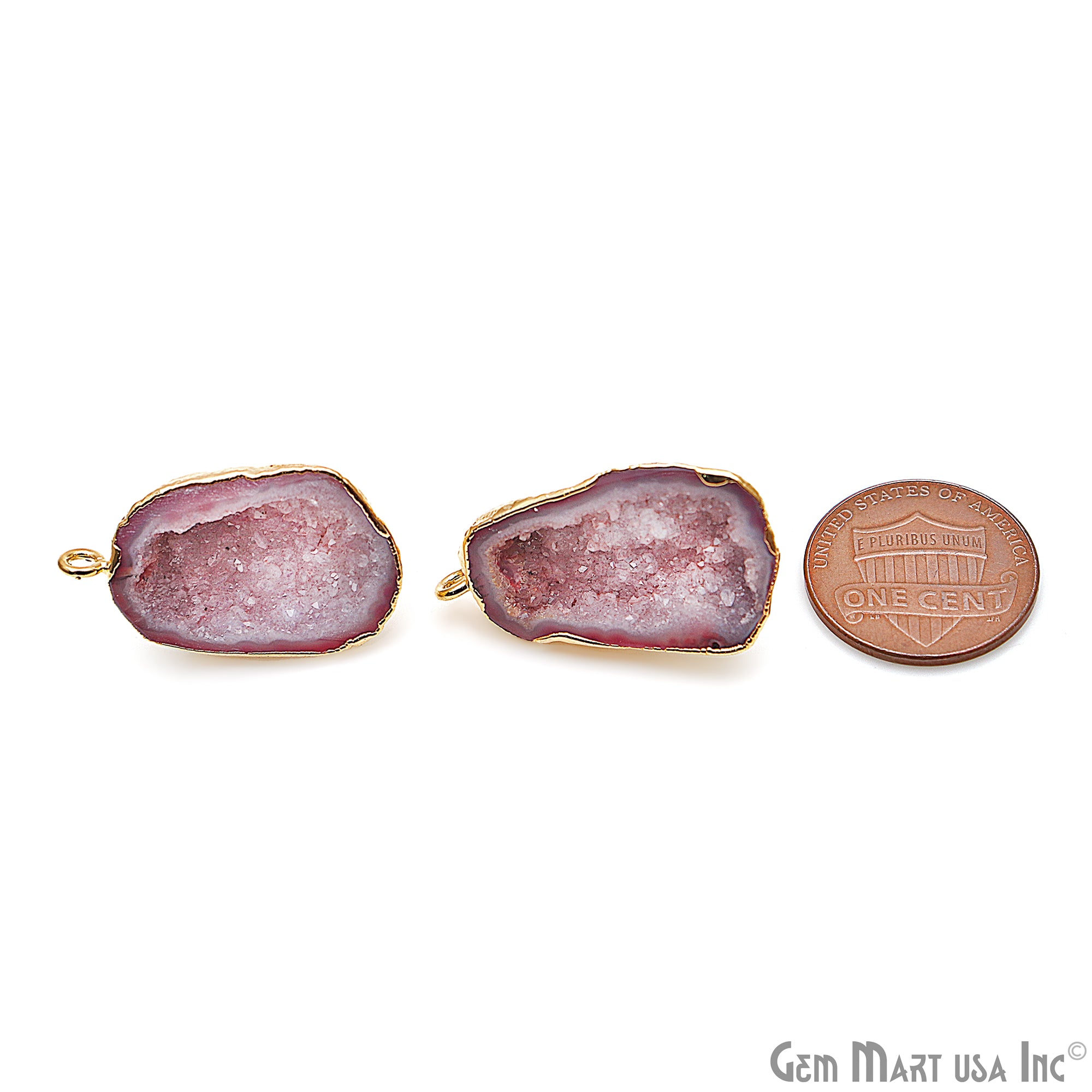 DIY Agate Slice Geode Druzy 31x17mm Gold Electroplated Loop Connector Studs Earrings - GemMartUSA