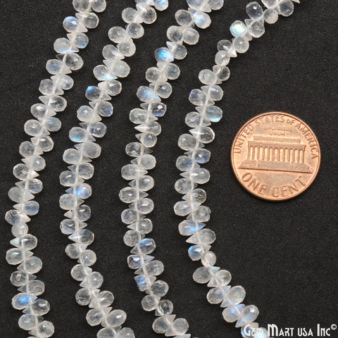 Rainbow Moonstone Drops Beads, 8 Inch Gemstone Strands, Drilled Strung Briolette Beads, Drops Shape, 5x3mm
