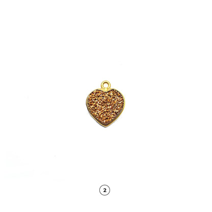 Heart 12mm Druzy Gold Plated Center Single Bail Druzy Connector