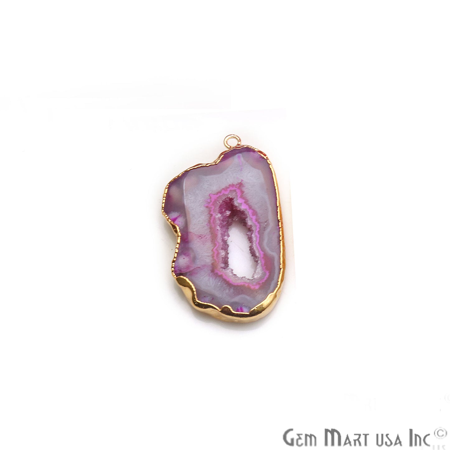 Agate Slice 40x23mm Organic Gold Electroplated Gemstone Earring Connector 1 Pair - GemMartUSA