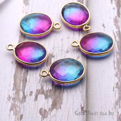 Doublet Aura Quartz 10x12mm Oval Connector (Pick Color,Plating,Bail) - GemMartUSA