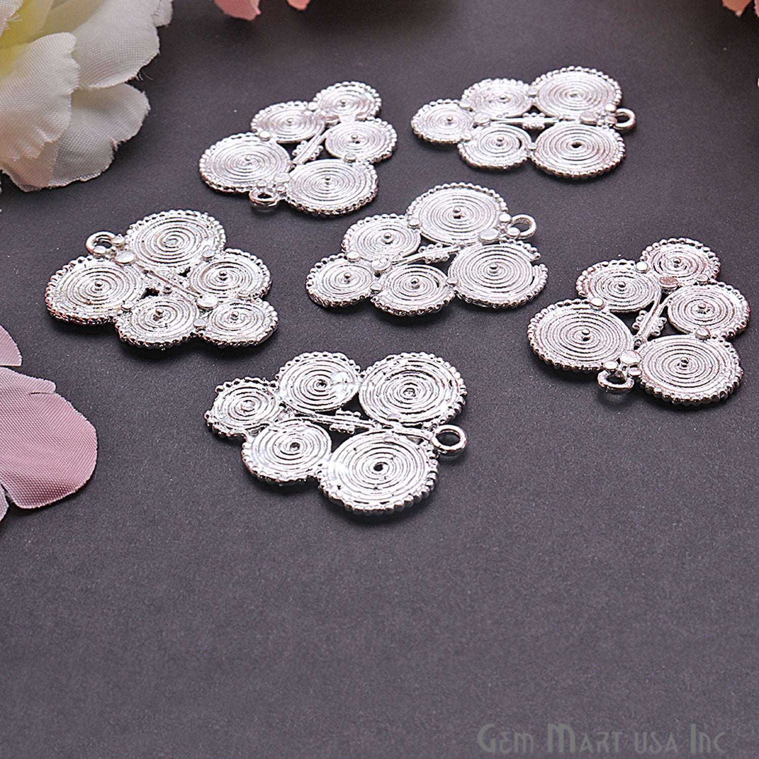 Tribal Motif Charm 31x26mm Finding Connector (Pick Your Metal) - GemMartUSA