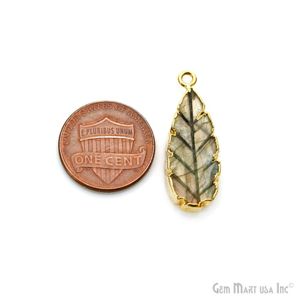 Flashy Labradorite 28x10mm Cabochon Pears Single Bail Gold Electroplated Gemstone Connector