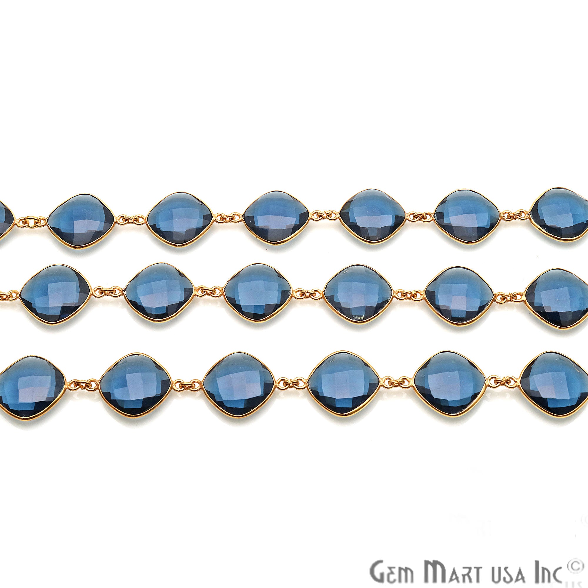 Tanzanite 16mm Cushion Gold Plated Continuous Connector Chain - GemMartUSA