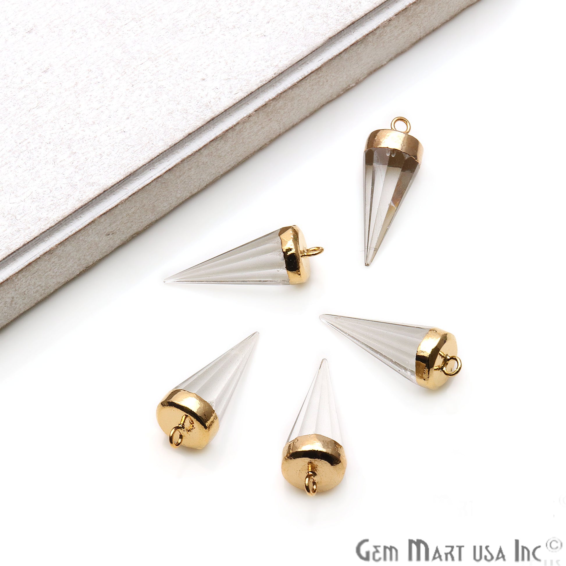 Gemstone Cone 29x10mm Gold Electroplated Single Bail Connector (Pick Stone) - GemMartUSA