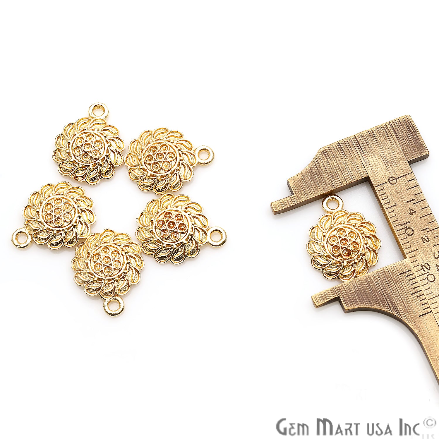 5pc Lot Swirl Flower Finding 18x14mm Chandelier Jewelry Charm (Pick Plating) - GemMartUSA