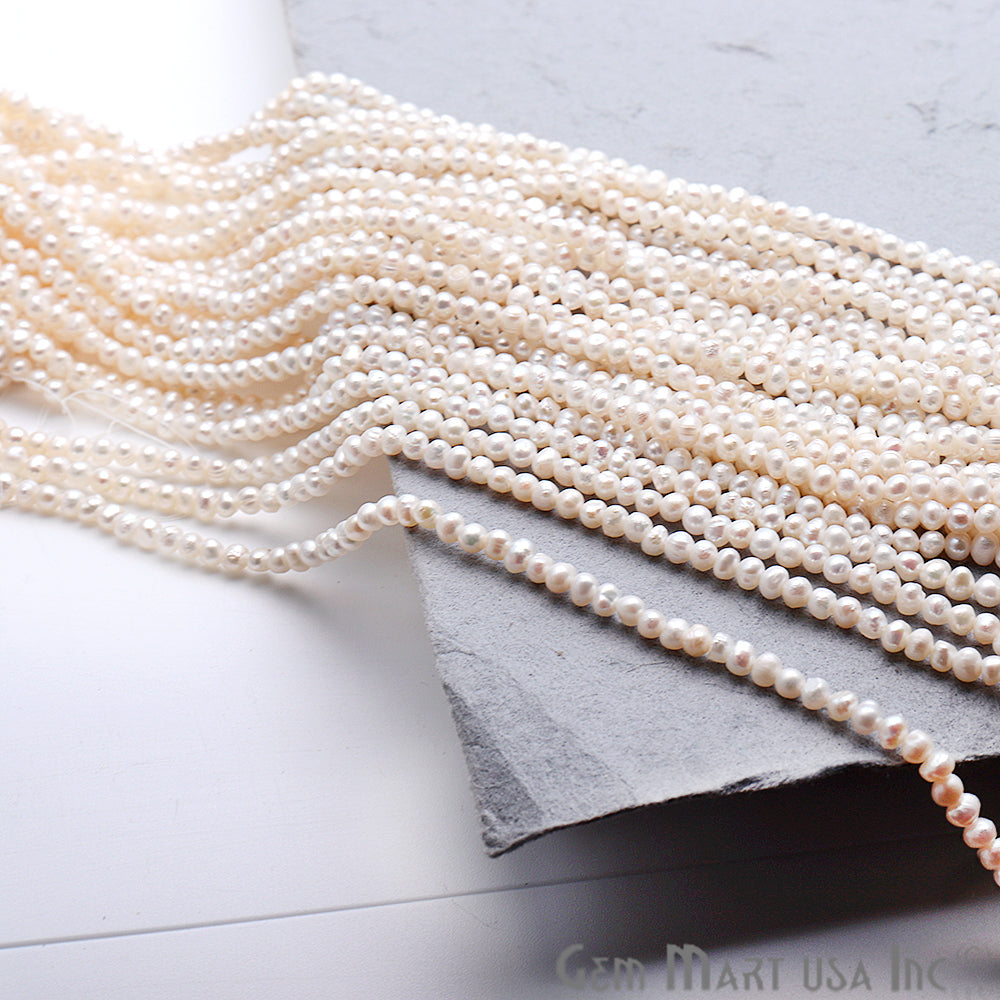 Pearl Round Beads 3-4mm Gemstone Rondelle Beads - GemMartUSA
