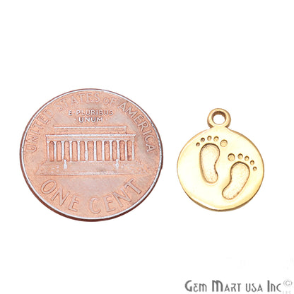 Foot Print Gold Plated Round Charm Connector - GemMartUSA