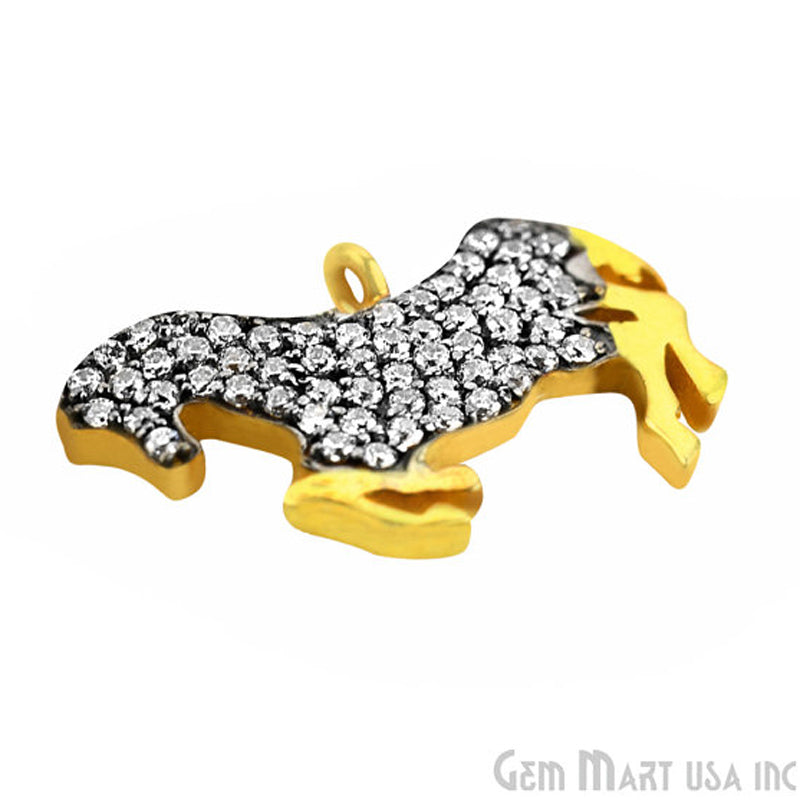 Horse' CZ Pave Gold Vermeil Charm for Bracelet & Pendants - GemMartUSA