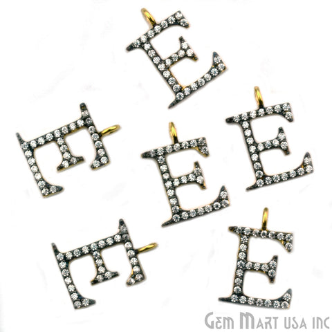 E' Alphabet Charm CZ Pave Gold Vermeil Charm for Bracelet & Pendants - GemMartUSA