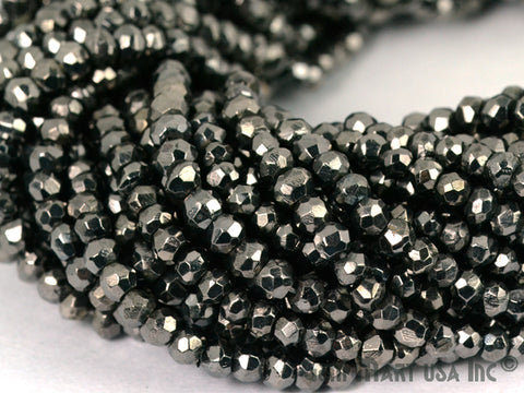 Black Pyrite Micro Faceted Rondel 3-4mm 13Inch Length AAAmazing quality Jewelry Making Supply Beads (RLBP-70002) (762697383983)