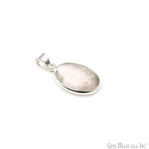 Rose Quartz Gemstone Oval 26x15mm Sterling Silver Necklace Pendant 1PC