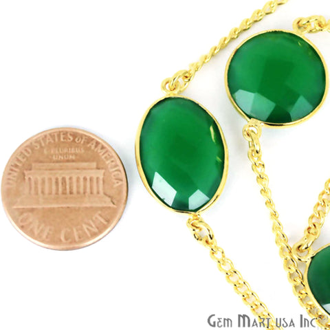Green Onyx 15mm Gold Plated Bezel Link Connector Chain - GemMartUSA (764142518319)