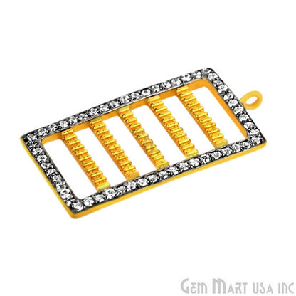 Cubic Zircon Pave Charm Gold Vermeil Charm For Bracelet & Pendants - GemMartUSA