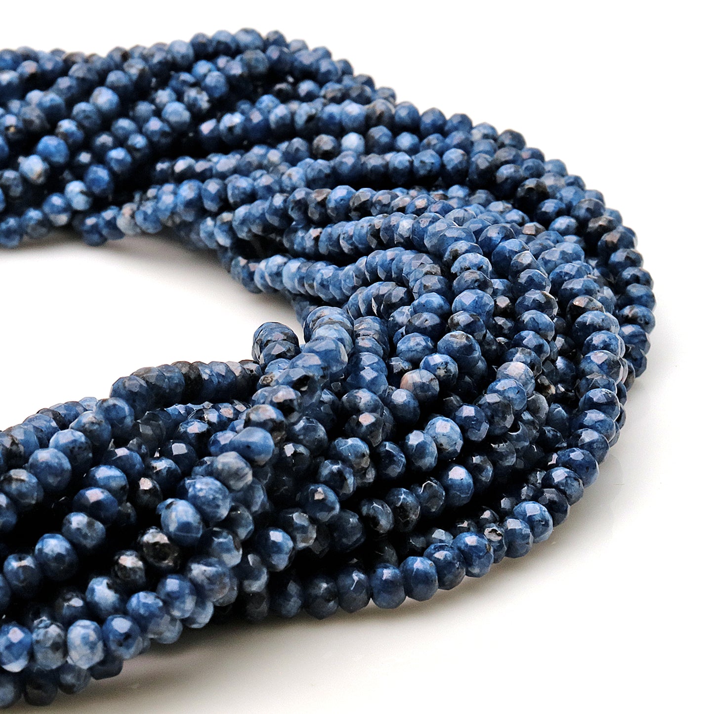 Sodalite Jade 3-4mm Faceted Rondelle Beads Strands 14Inch - GemMartUSA