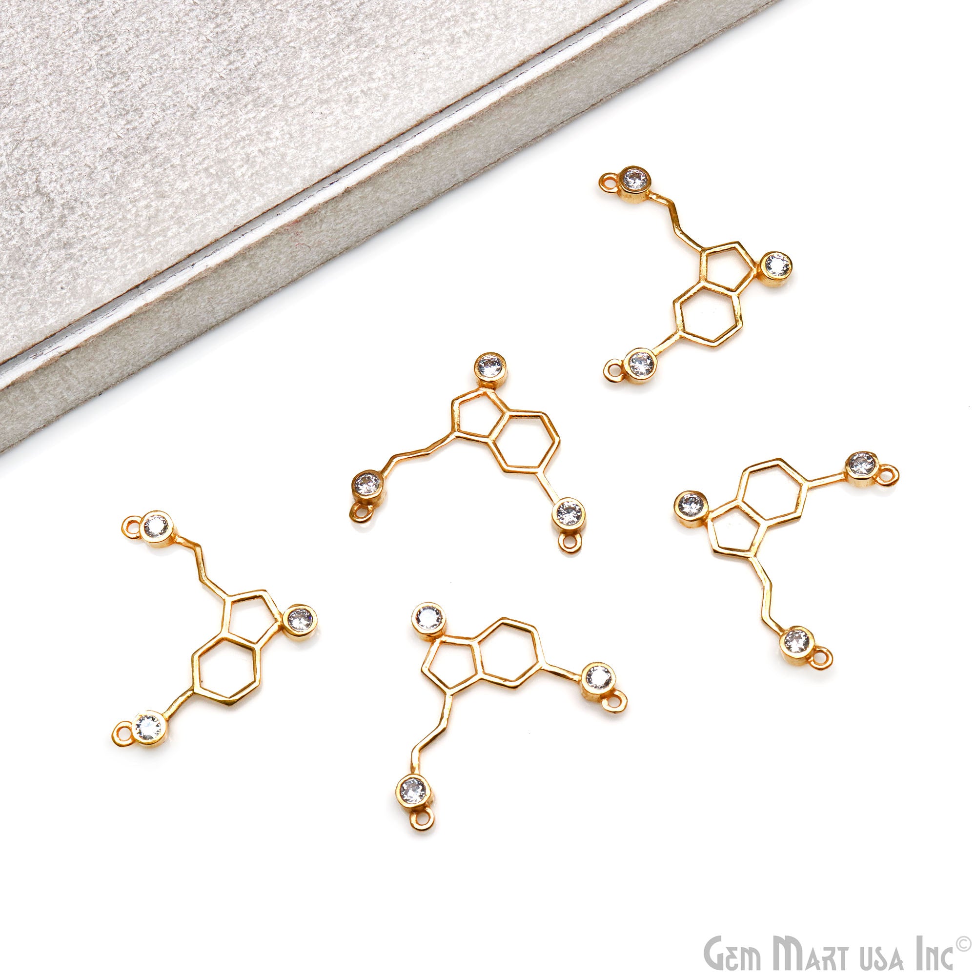 Serotonin Molecule Pendant 31x12mm Chemistry Necklace, Science Necklace