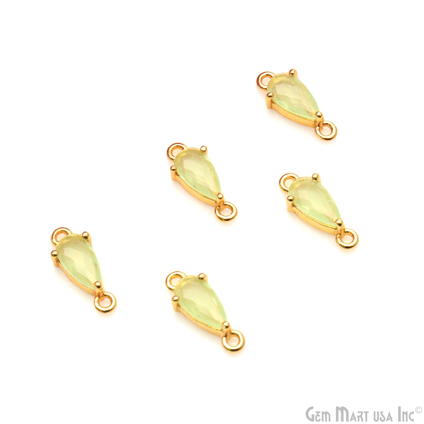 Faceted Pears 8x4mm Prong Gold Plated Double Bail Connector