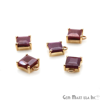 Ruby Square 5mm Prong Setting Gold Plated Gemstone Connector - GemMartUSA