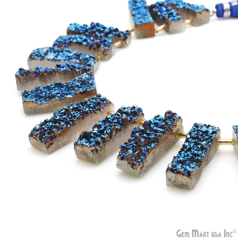 Blue Druzy Rectangle Beads 25X8mm Appx 8" Strand