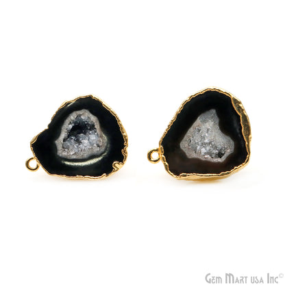 DIY Geode Druzy 25x19mm Gold Electroplated Loop Connector Studs Earrings