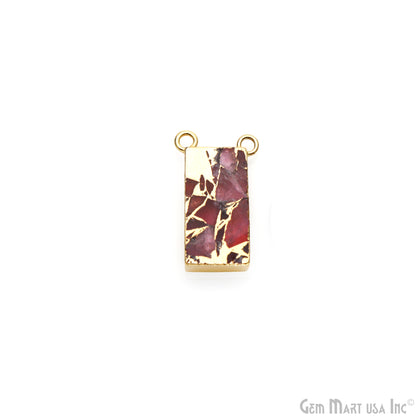 Ruby Mohave Rectangle 23x10mm Gold Electroplated Gemstone Connector
