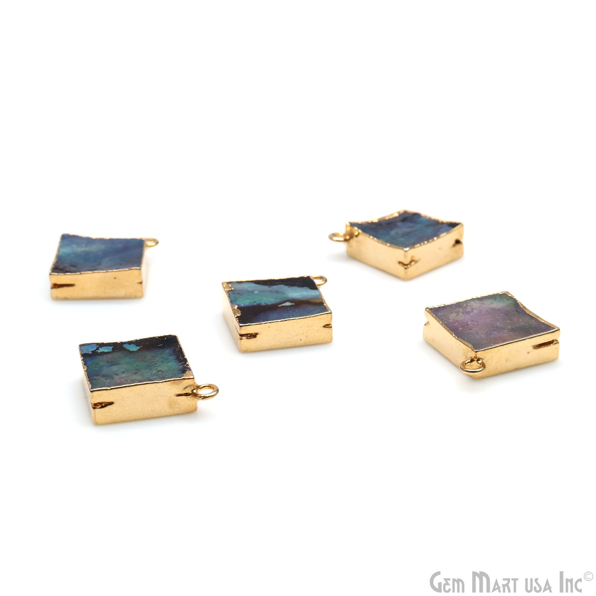 Abalone Shell 14mm Square Single Bail Gold Electroplated Connector