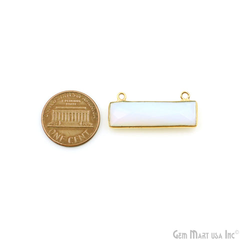 Opalite Gold Plated 30x11mm Rectangle Shape Double Bail Bar Pendant