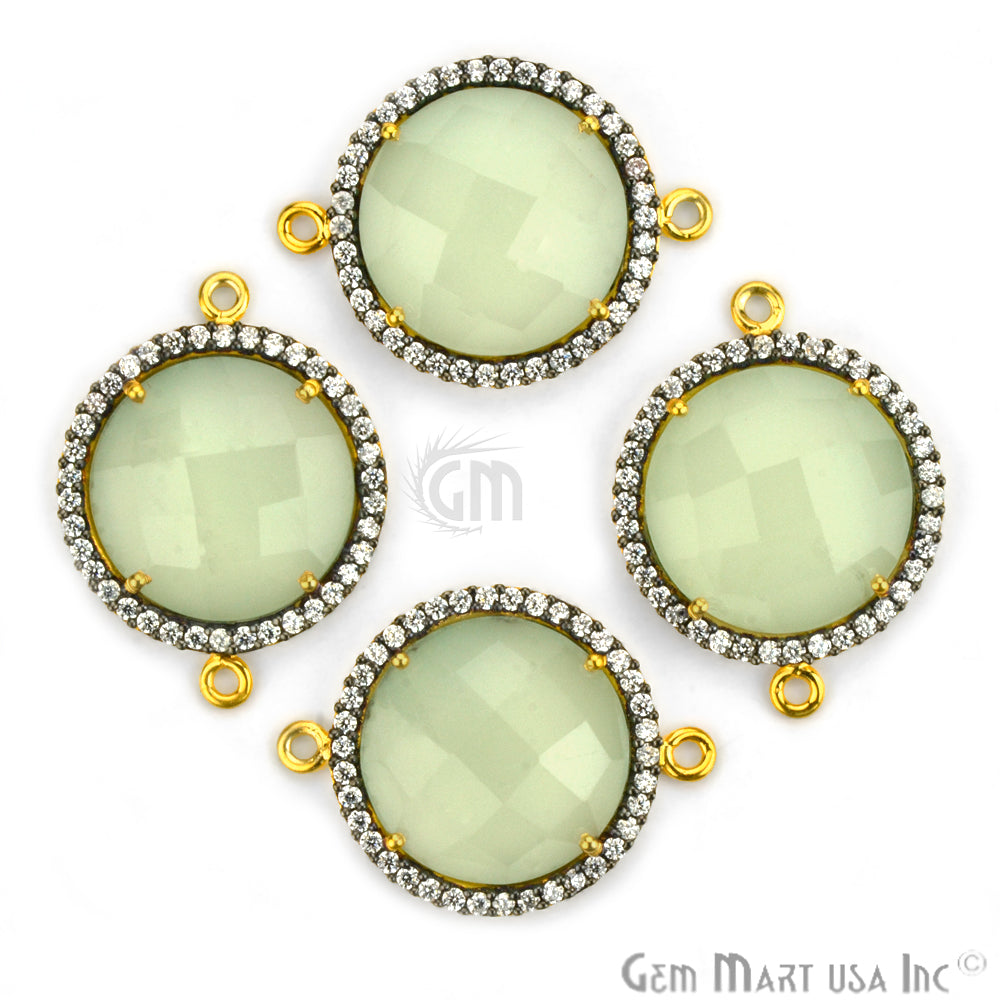 Cubic Zircon Pave 16mm Round Double Bail Gemstone Connector (Pick Your Gemstone) - GemMartUSA