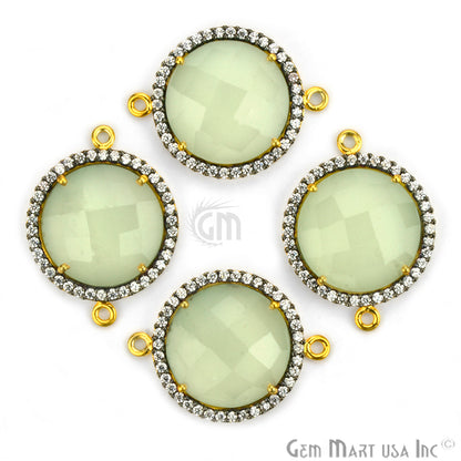 Cubic Zircon Pave 16mm Round Double Bail Gemstone Connector (Pick Your Gemstone) - GemMartUSA