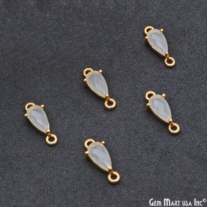 Faceted Pears 8x4mm Prong Gold Plated Double Bail Connector