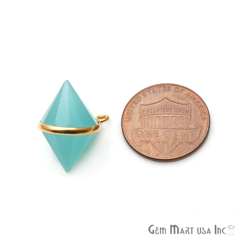 Double Cone Shape 19x16mm Gold Plated Single Bail Gemstone Connector (Pick Gemstone) - GemMartUSA