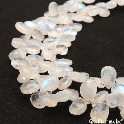 Rainbow Moonstone Teardrop Beads, 8 Inch Gemstone Strands, Drilled Strung Briolette Beads, Teardrop Shape, 10x7mm